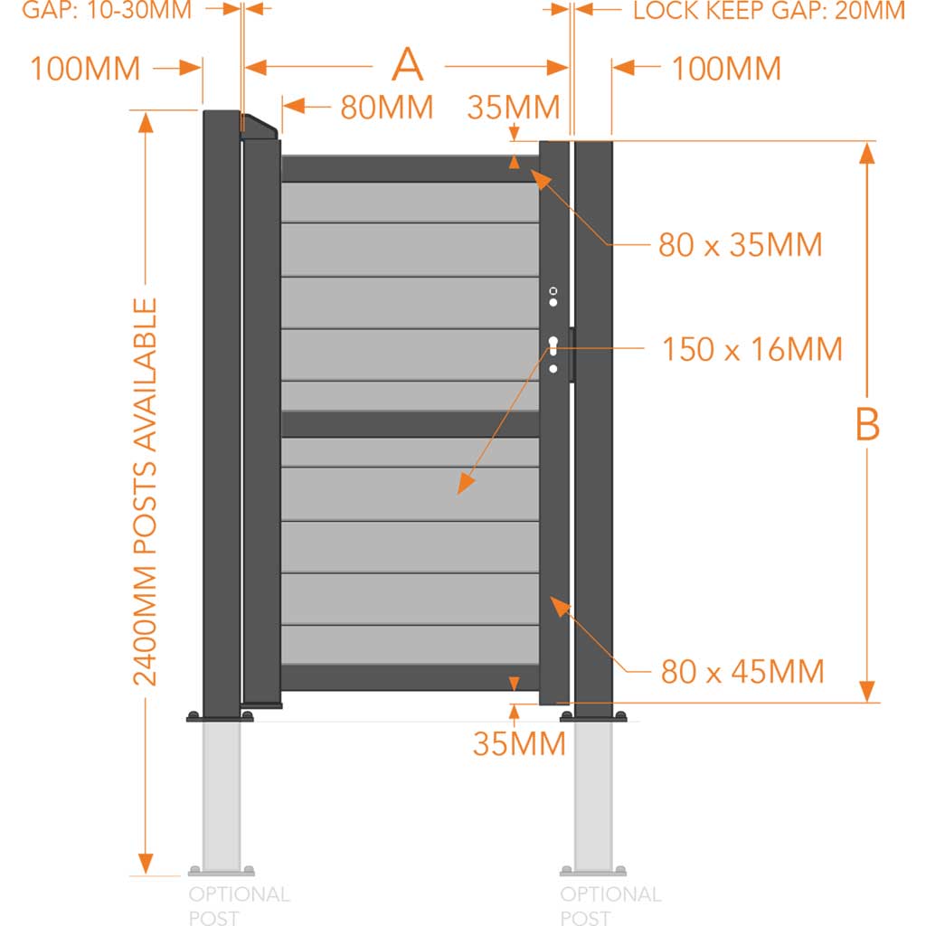 Kingsbridge Pedestrian Gate - Horizon - Aluminium