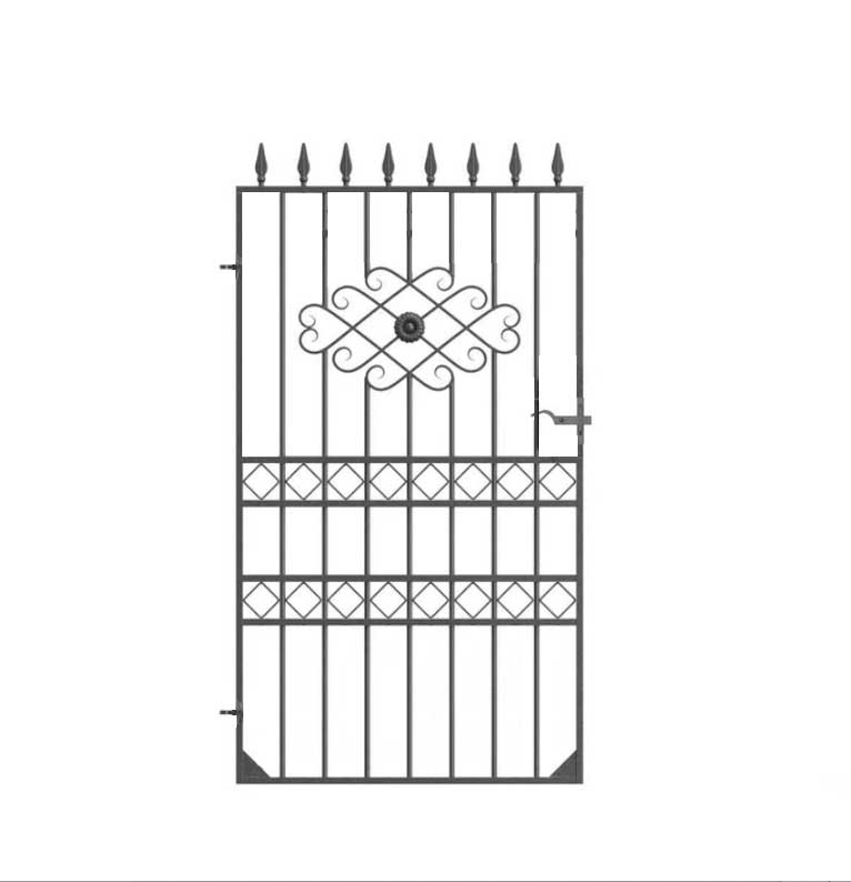 London - Style 3A - Tall wrought iron gate with latch