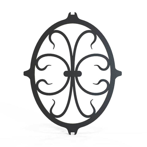 Rail Head - Round Fleur De Lis - Cast Iron - Round Base