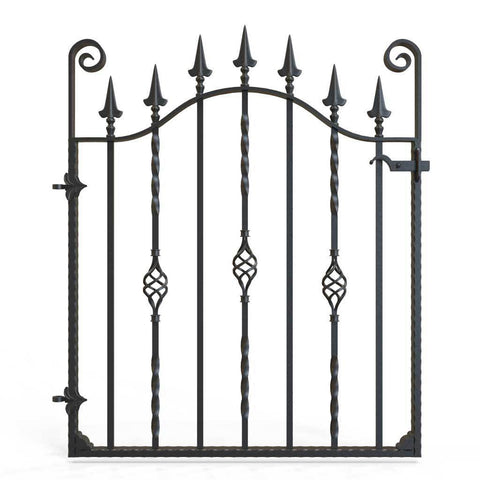 Clifton - Style 5C - Tall wrought Iron gate with lock and decorative panel