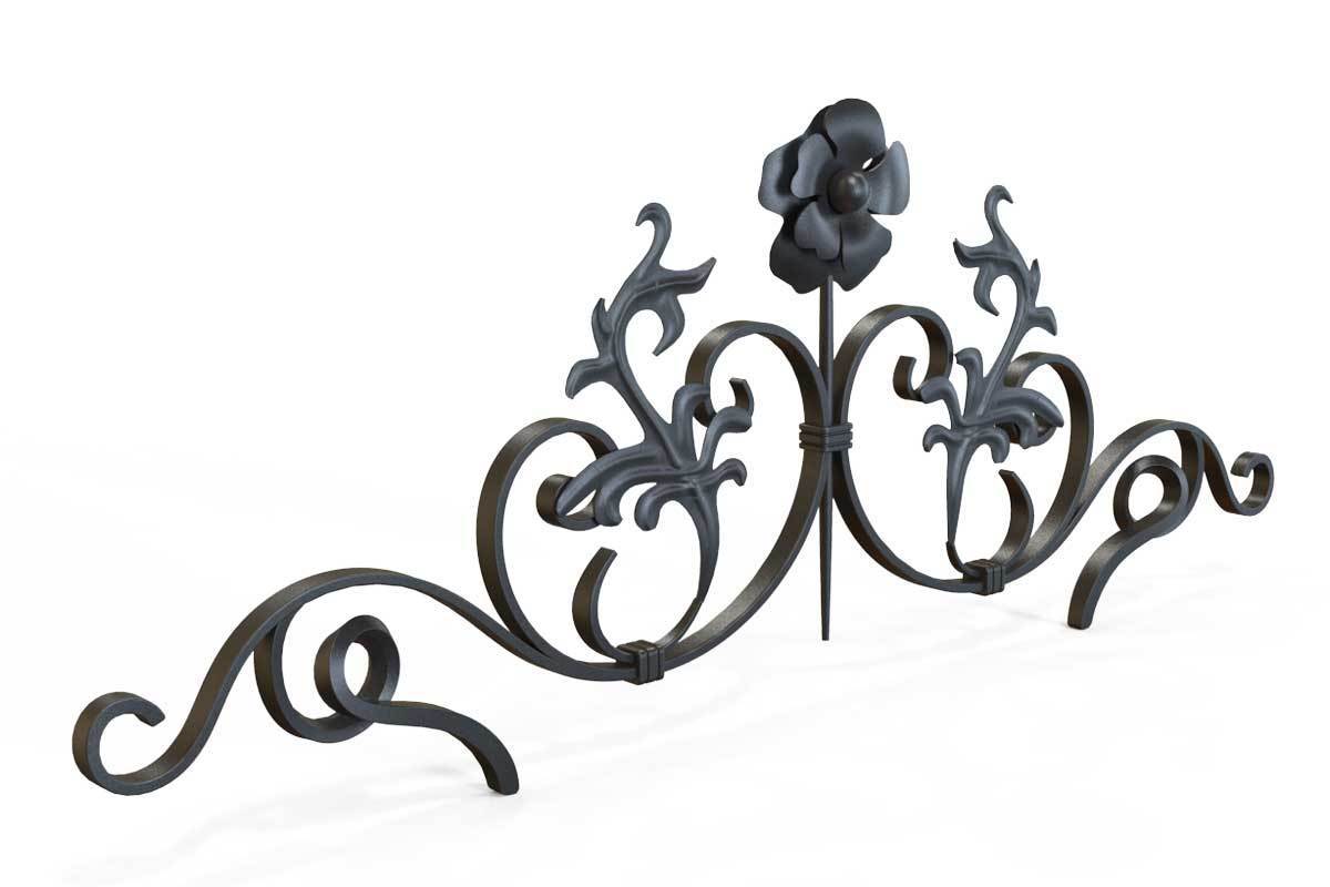 Gate Topper - Wrought Iron Gate Topper - Ornate Flower
