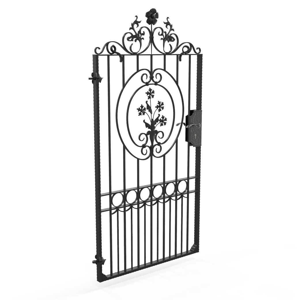 Gate Topper - Wrought Iron Gate Topper - Ornate Flower