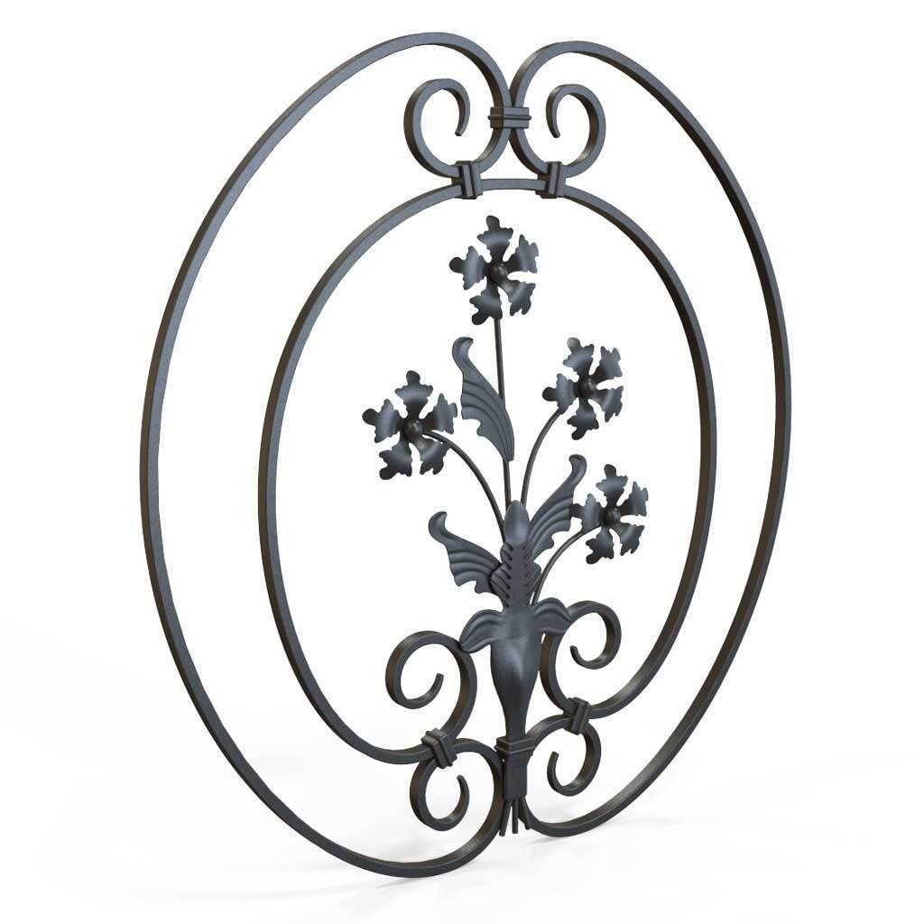 Gates - Salisbury - Style 1A - Tall Wrought Iron Side Gate With Decorative Panel, Gate Topper And Lock