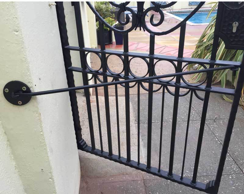Gates - Salisbury - Style 1A - Tall Wrought Iron Side Gate With Decorative Panel, Gate Topper And Lock