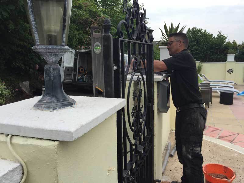 Gates - Salisbury - Style 1A - Tall Wrought Iron Side Gate With Decorative Panel, Gate Topper And Lock