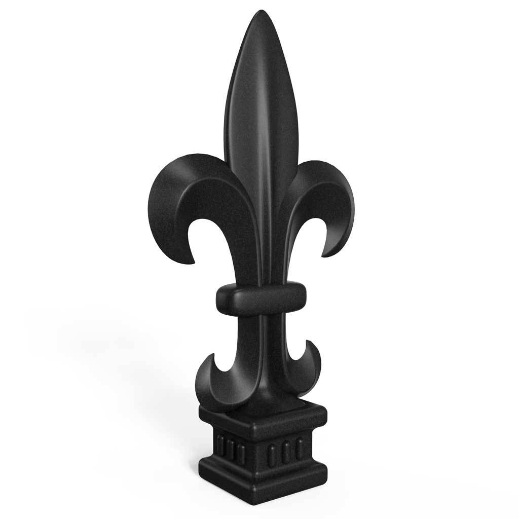 Rail Head - Fleur De Lis - square base - rounded