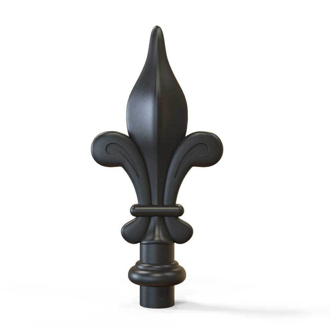 Rail Head - Rail Head - Round Fleur De Lis - Cast Iron - Round Base