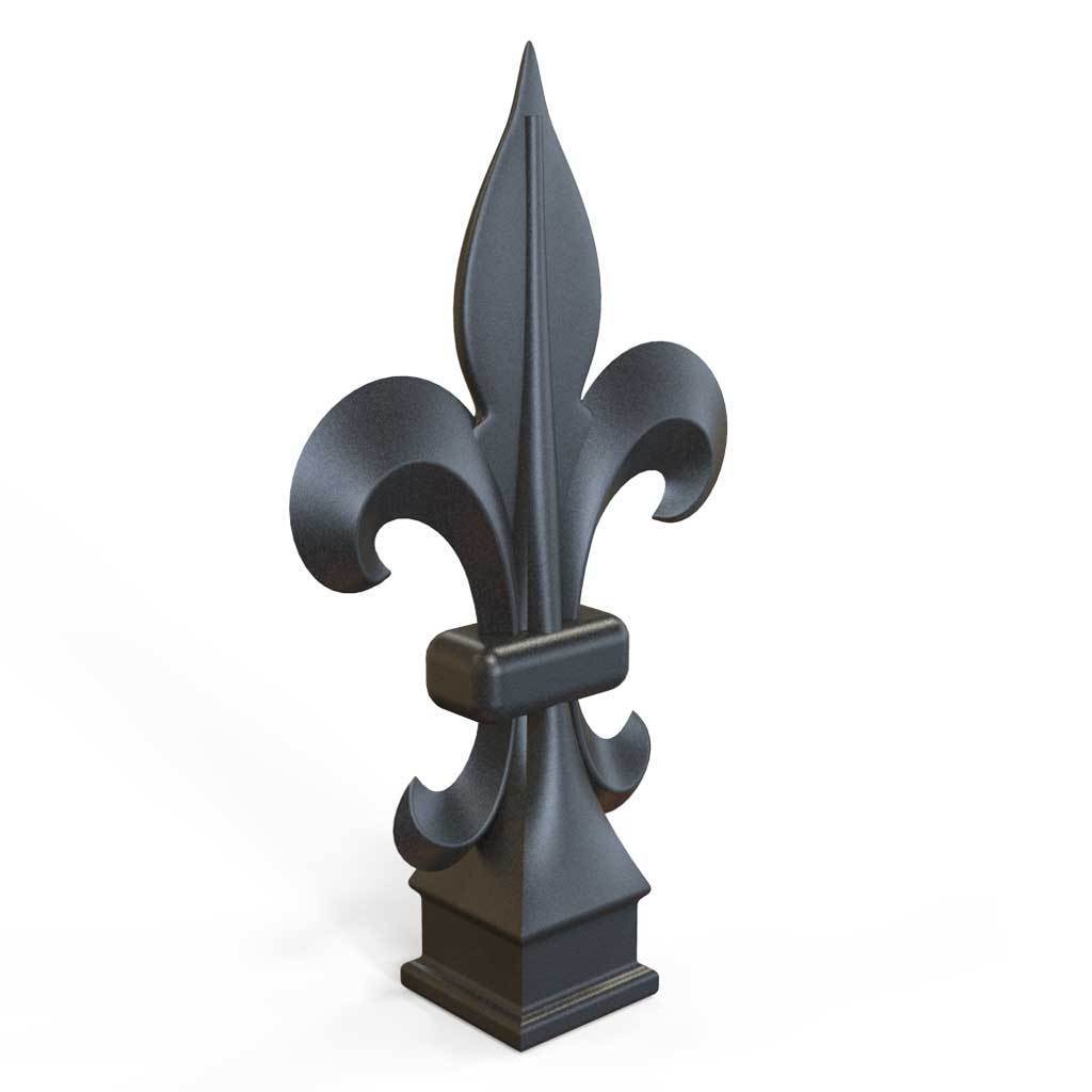 Rail Head - Rail Head - Square Fleur De Lis - Cast Iron - Square Base