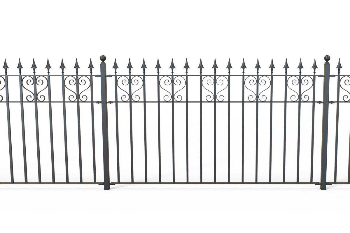 Railings - Canterbury - Style 16B - Wrought Iron Heart Decorative Railing