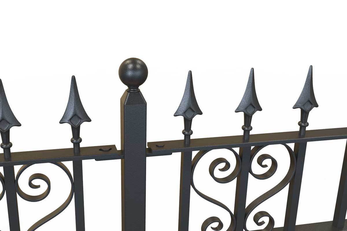Railings - Canterbury - Style 16B - Wrought Iron Heart Decorative Railing