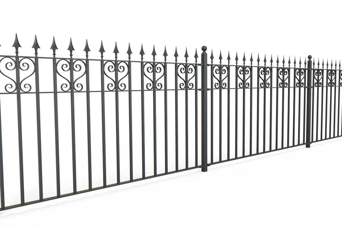 Railings - Canterbury - Style 16B - Wrought Iron Heart Decorative Railing
