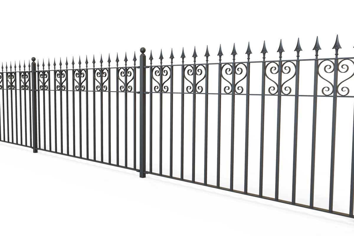 Railings - Canterbury - Style 16B - Wrought Iron Heart Decorative Railing