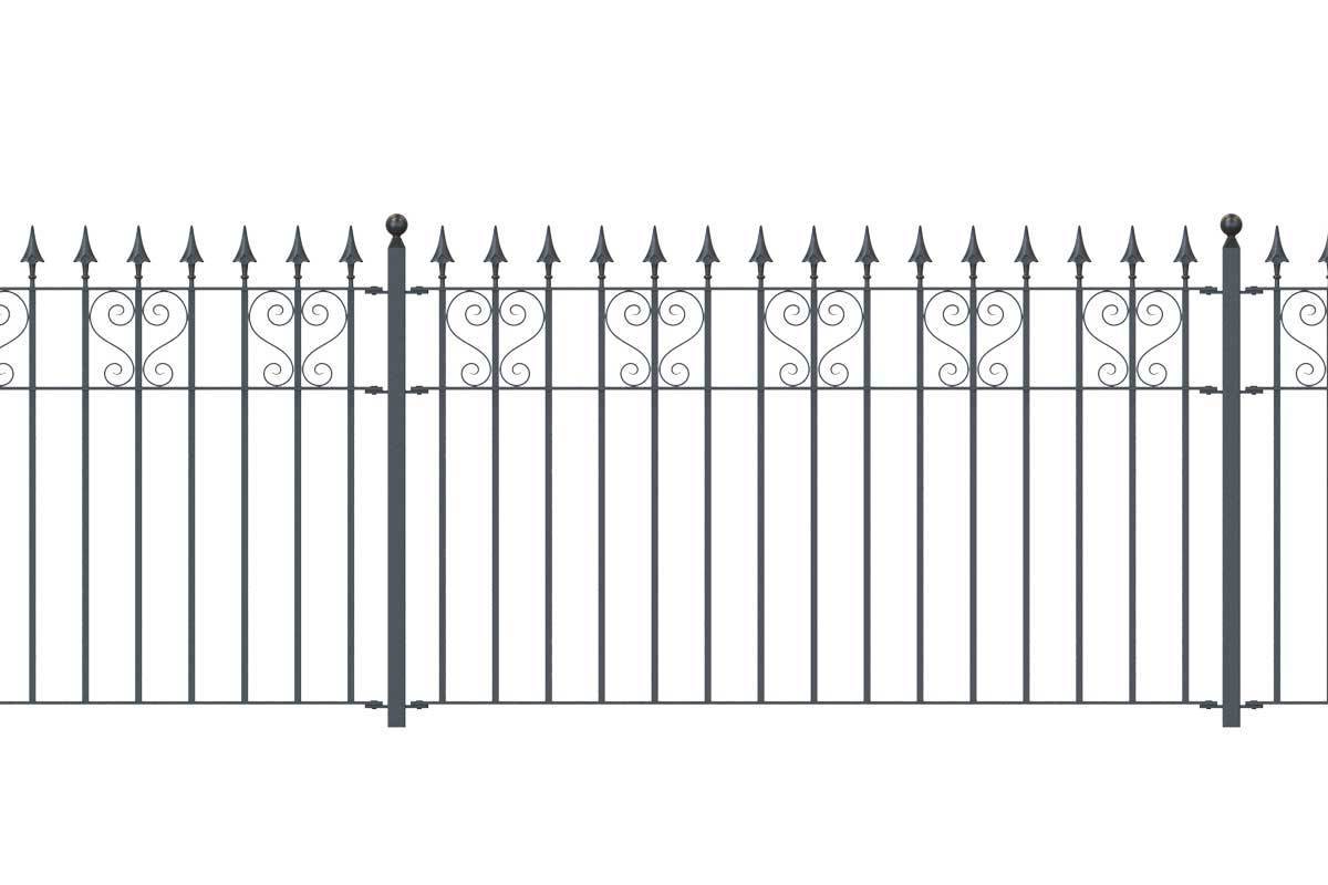 Railings - Canterbury - Style 16B - Wrought Iron Heart Decorative Railing