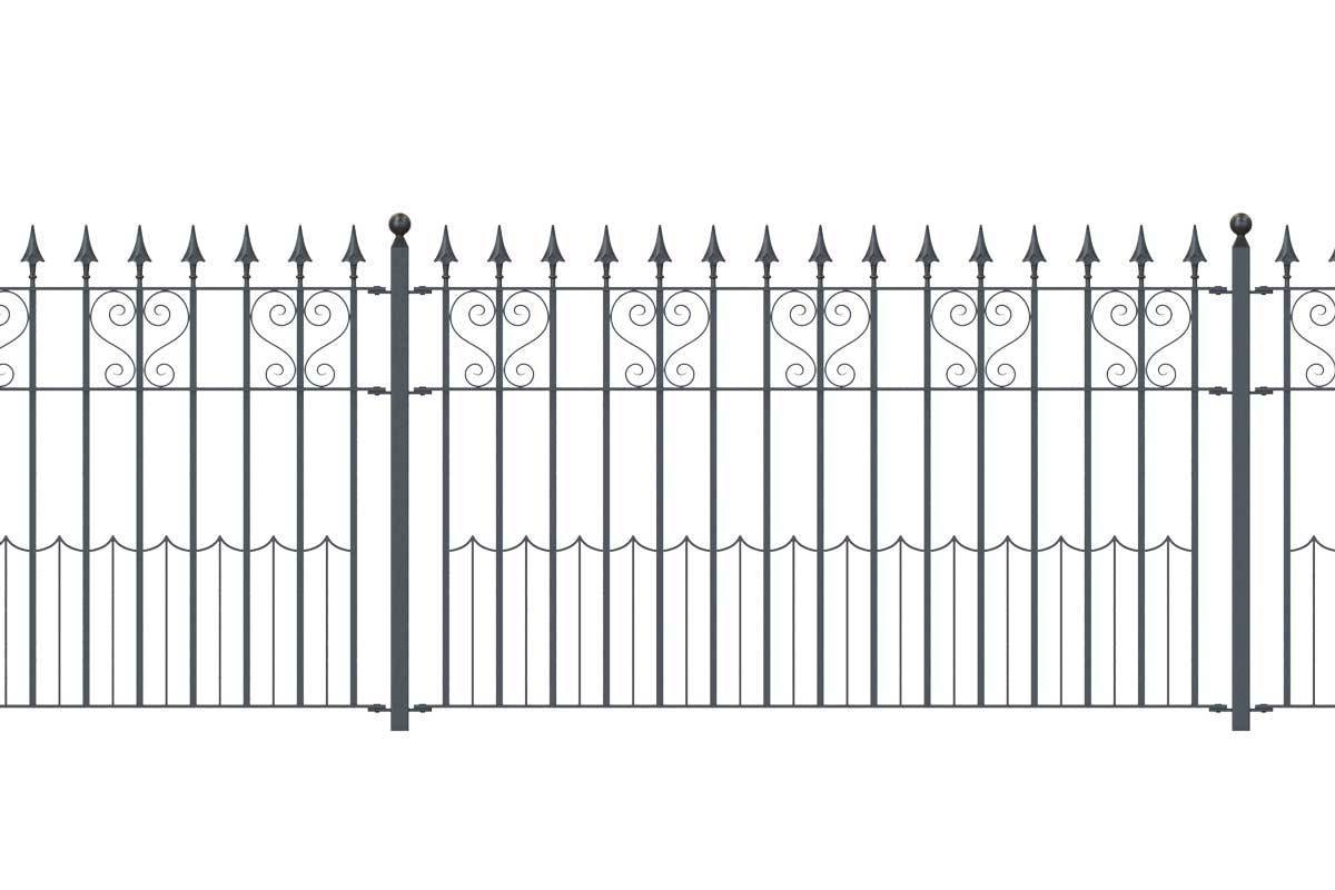 Railings - Canterbury - Style 16B - Wrought Iron Heart Decorative Railing