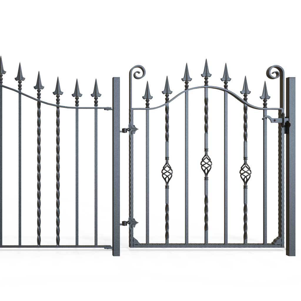 Railings - Marlborough - Style 6A - Wrought Iron Railing - Decorative Flower Panel