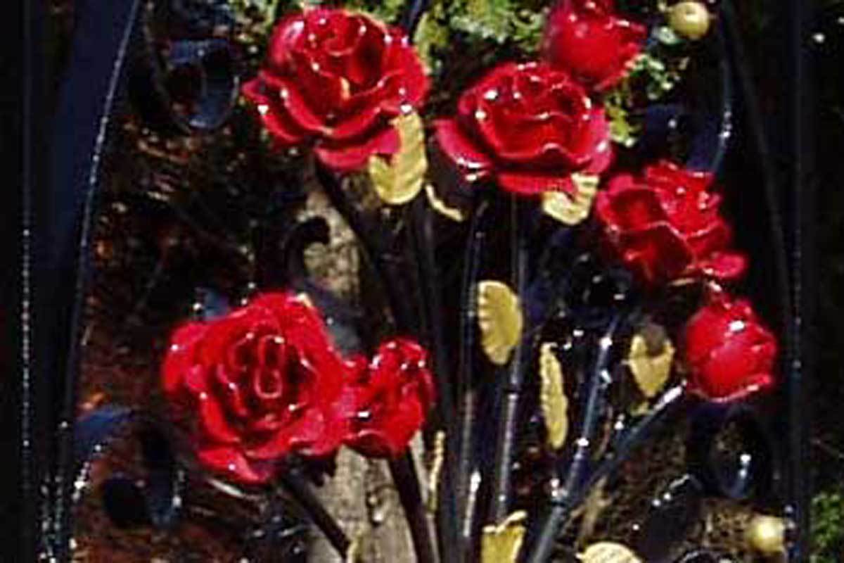 Railings - Marlborough - Style 6A - Wrought Iron Railing - Decorative Flower Panel