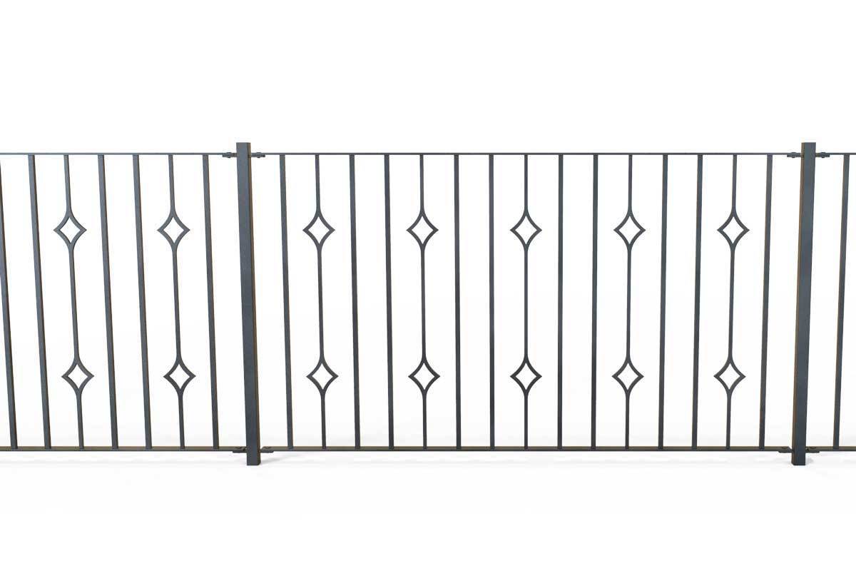 Railings - Newquay - Style 21A - Wrought Iron Double Astral Pattern Decorative Railing