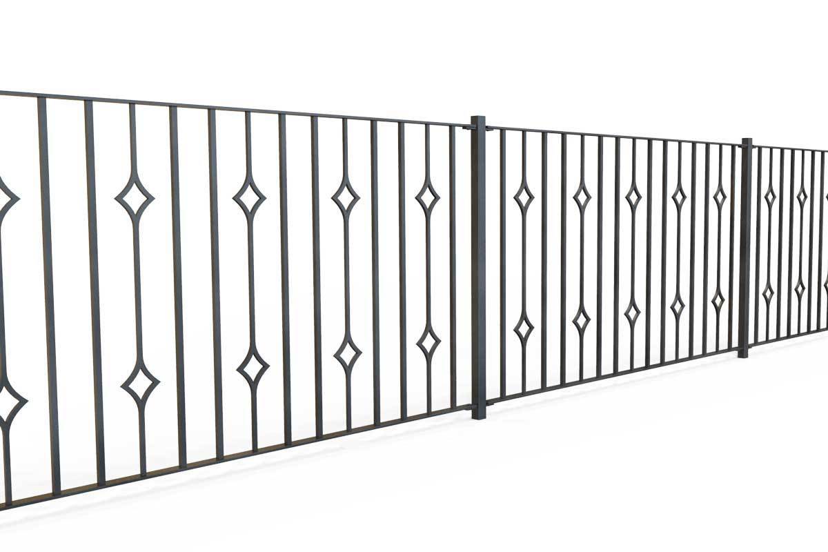 Railings - Newquay - Style 21A - Wrought Iron Double Astral Pattern Decorative Railing