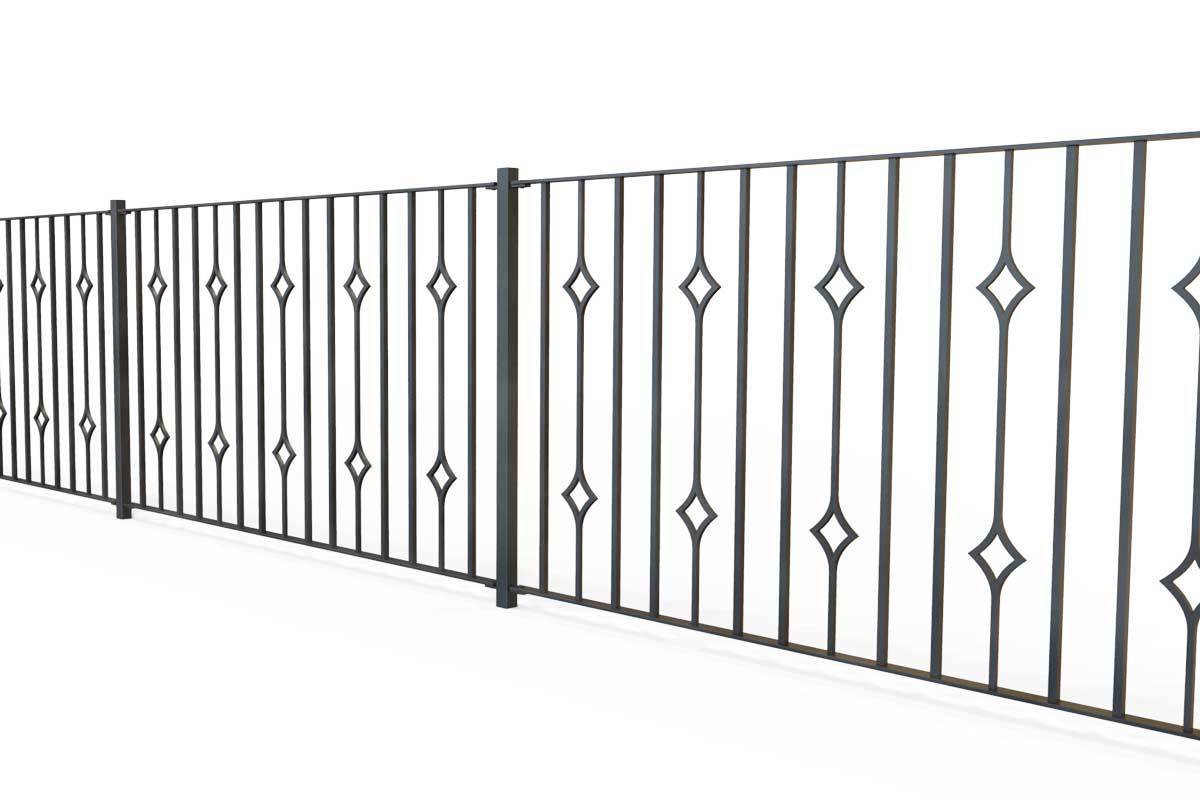 Railings - Newquay - Style 21A - Wrought Iron Double Astral Pattern Decorative Railing