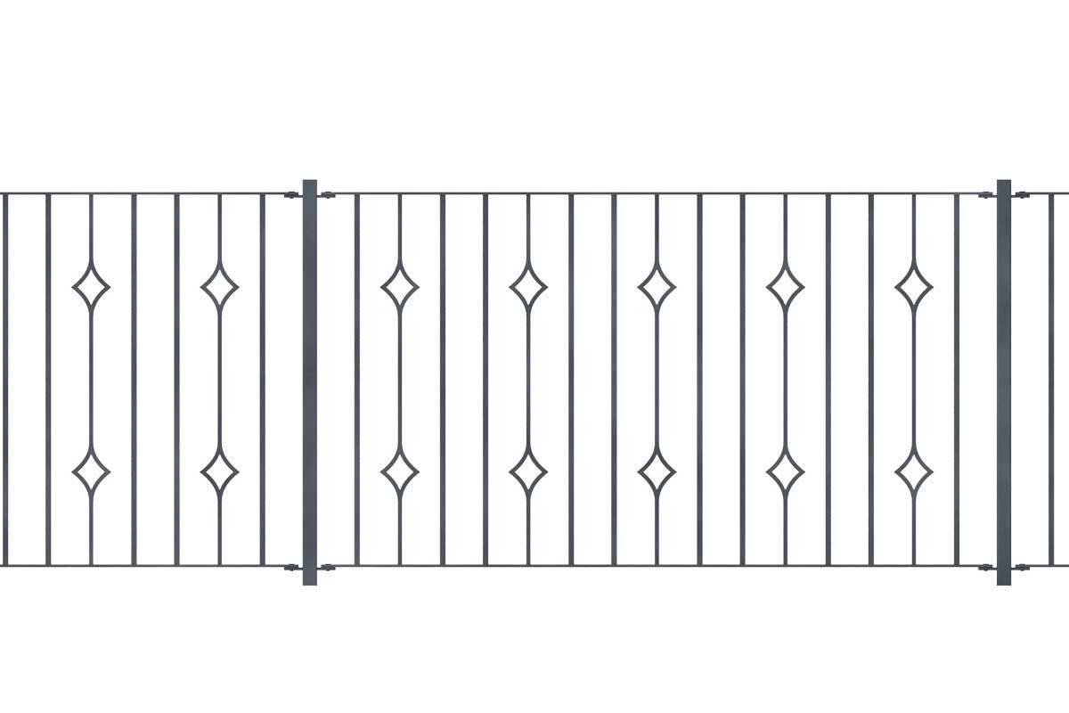 Railings - Newquay - Style 21A - Wrought Iron Double Astral Pattern Decorative Railing