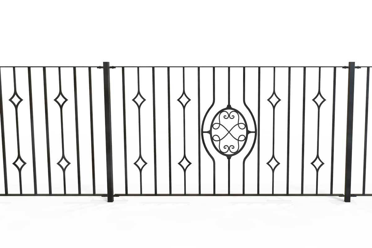 Railings - Newquay - Style 21A - Wrought Iron Double Astral Pattern Decorative Railing