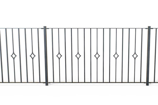 Railings - Newquay - Style 21B - Wrought Iron Single Astral Pattern Decorative Railing