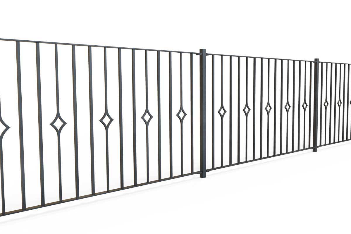 Railings - Newquay - Style 21B - Wrought Iron Single Astral Pattern Decorative Railing