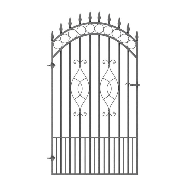 Tall Wrought Iron Side Gate - Clifton - Style 5A - Tall Wrought Iron Gate With Panels And Latch