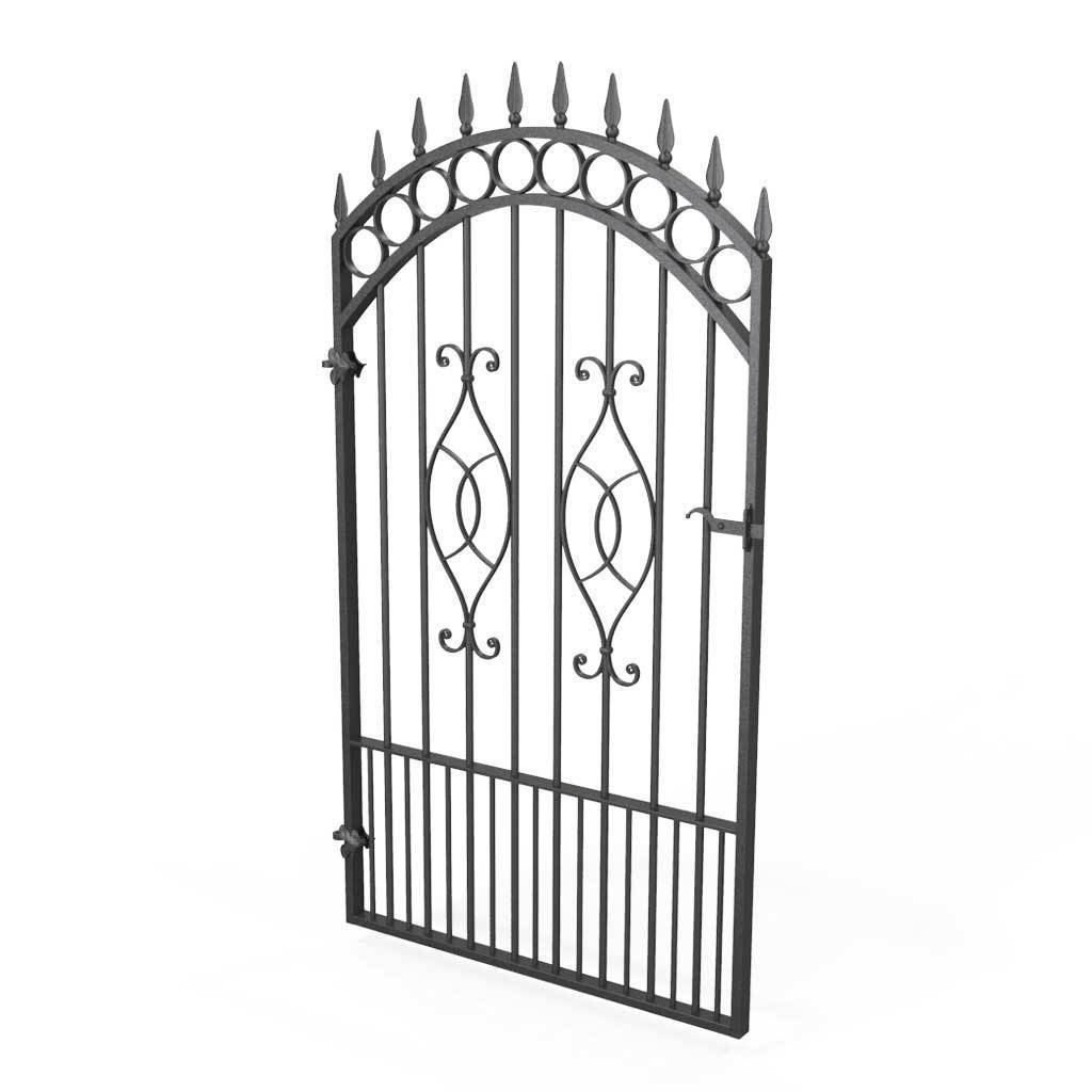 Tall Wrought Iron Side Gate - Clifton - Style 5A - Tall Wrought Iron Gate With Panels And Latch