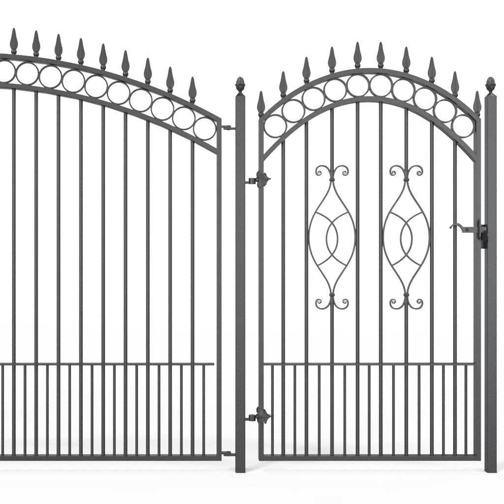 Tall Wrought Iron Side Gate - Clifton - Style 5A - Tall Wrought Iron Gate With Panels And Latch
