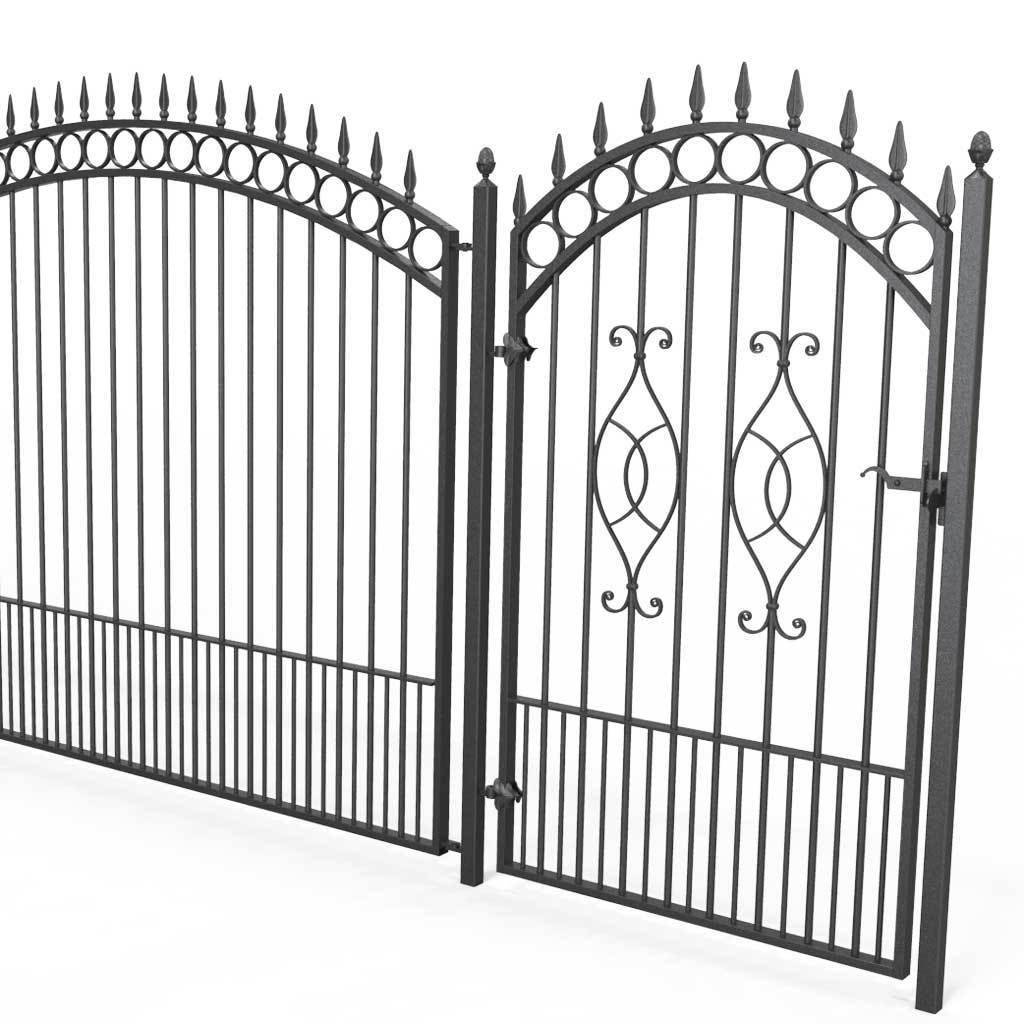 Tall Wrought Iron Side Gate - Clifton - Style 5A - Tall Wrought Iron Gate With Panels And Latch