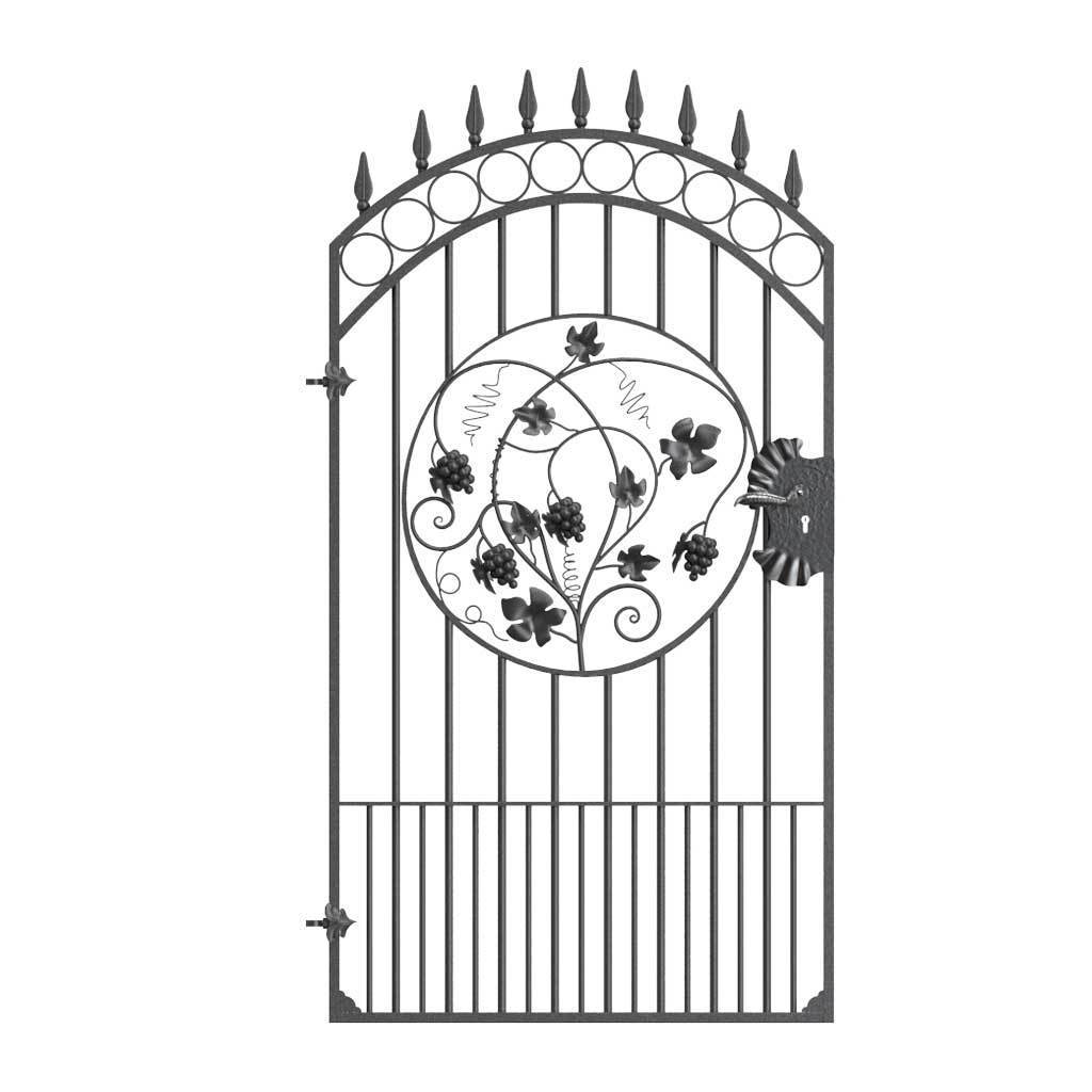 Tall Wrought Iron Side Gate - Clifton - Style 5C - Tall Wrought Iron Gate With Lock And Decorative Panel
