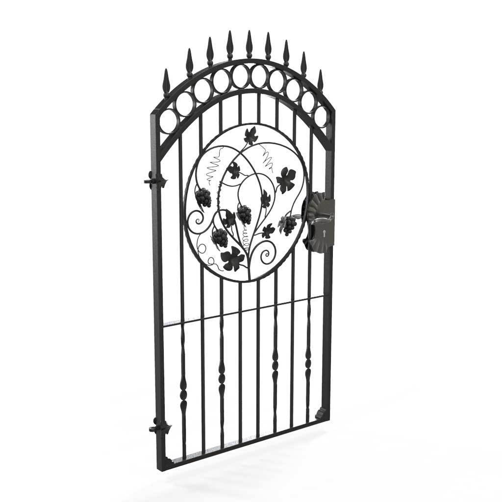 Tall Wrought Iron Side Gate - Clifton - Style 5C - Tall Wrought Iron Gate With Lock And Decorative Panel
