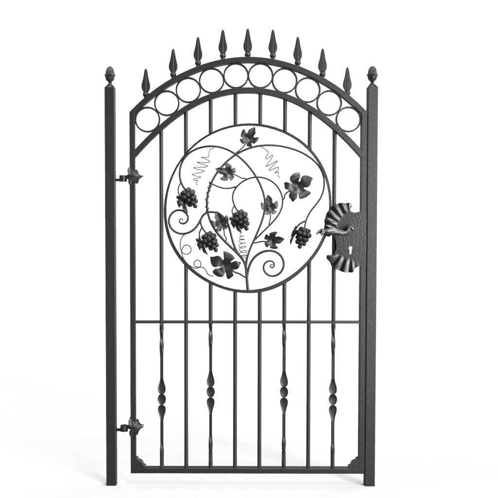 Tall Wrought Iron Side Gate - Clifton - Style 5C - Tall Wrought Iron Gate With Lock And Decorative Panel