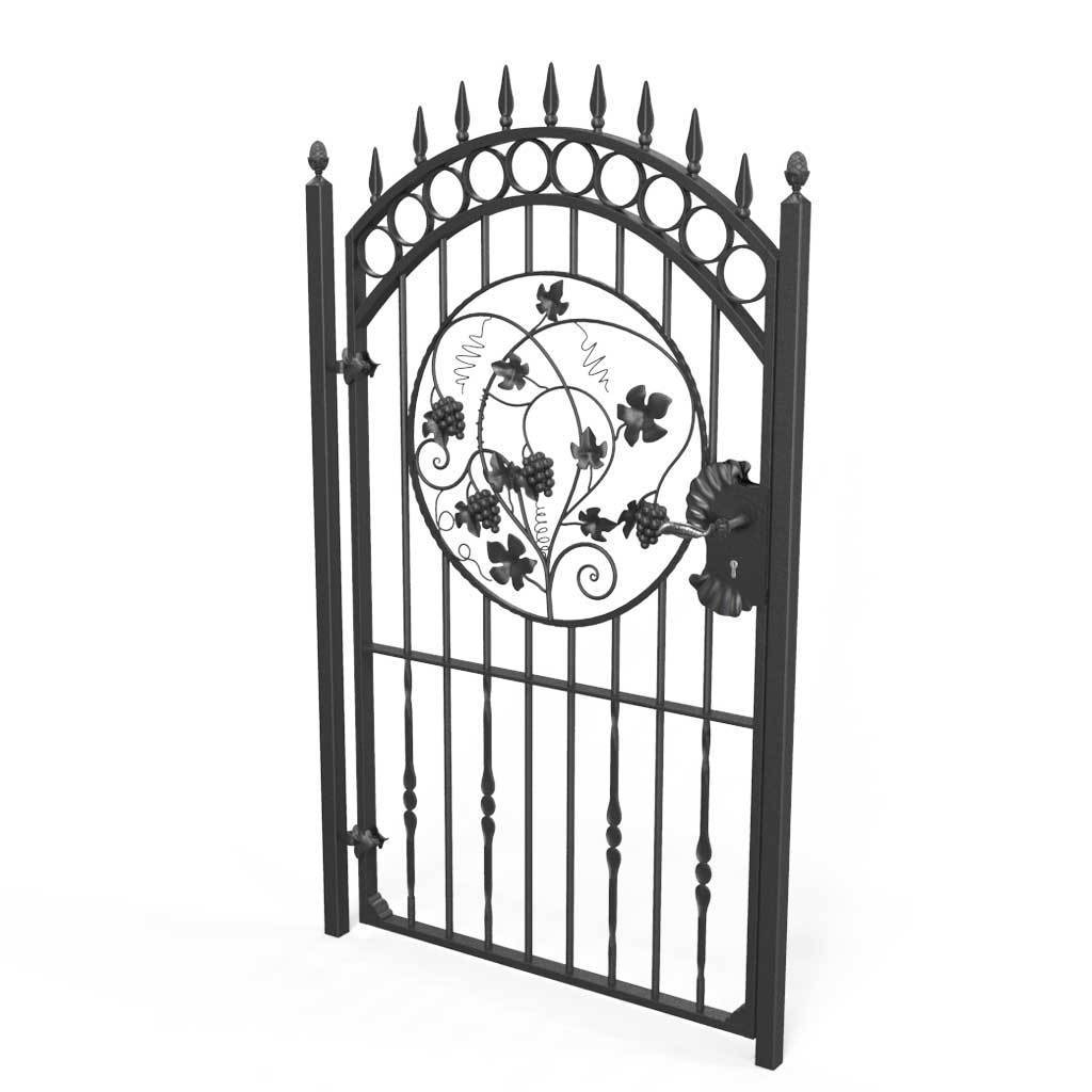 Tall Wrought Iron Side Gate - Clifton - Style 5C - Tall Wrought Iron Gate With Lock And Decorative Panel