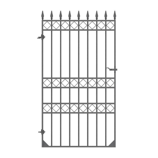 Tall Wrought Iron Side Gate - London - Style 3A - Tall Wrought Iron Gate With Latch