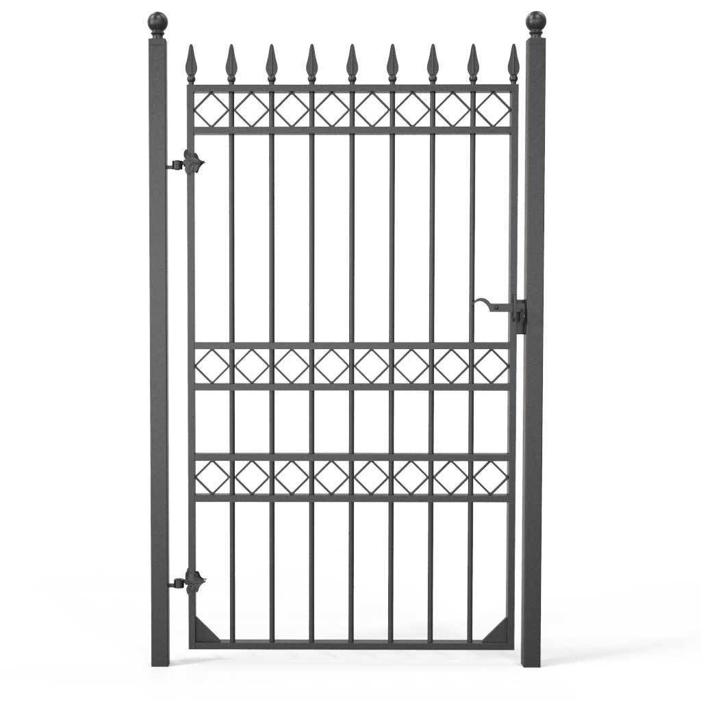 Tall Wrought Iron Side Gate - London - Style 3A - Tall Wrought Iron Gate With Latch