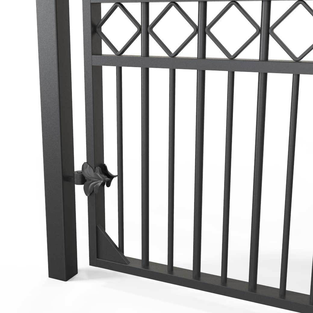 Tall Wrought Iron Side Gate - London - Style 3B - Tall Wrought Iron Gate With Rectangular Lock