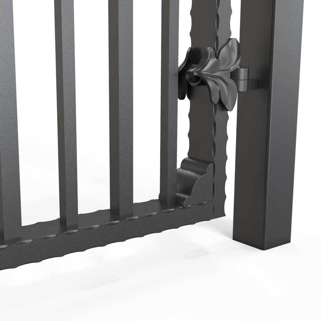 Tall Wrought Iron Side Gate - Marlborough - Style 2A - Tall Side Gate With Decorative Panels And Decorative Lock