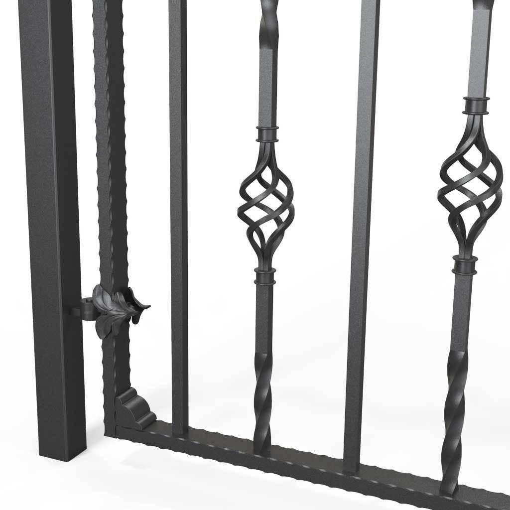 Tall Wrought Iron Side Gate - Marlborough - Style 2D - Tall Wrought Iron Gate With Lock And Grape Decorative Panel