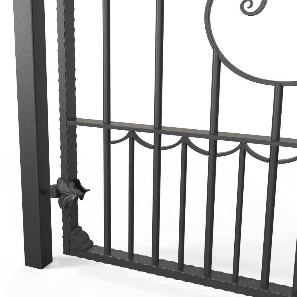 Tall Wrought Iron Side Gate - Salisbury - Style 1D - Tall Gate With Large Panel And Decorative Lock