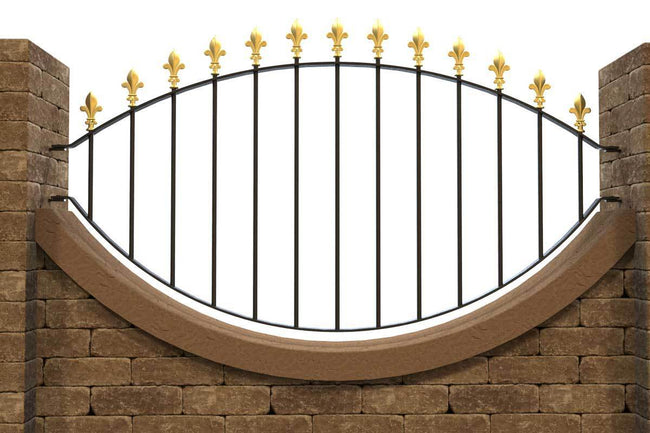 Wall Top Railings - Chichester - Style 5A -  Wall Railing -Bowed Bottom