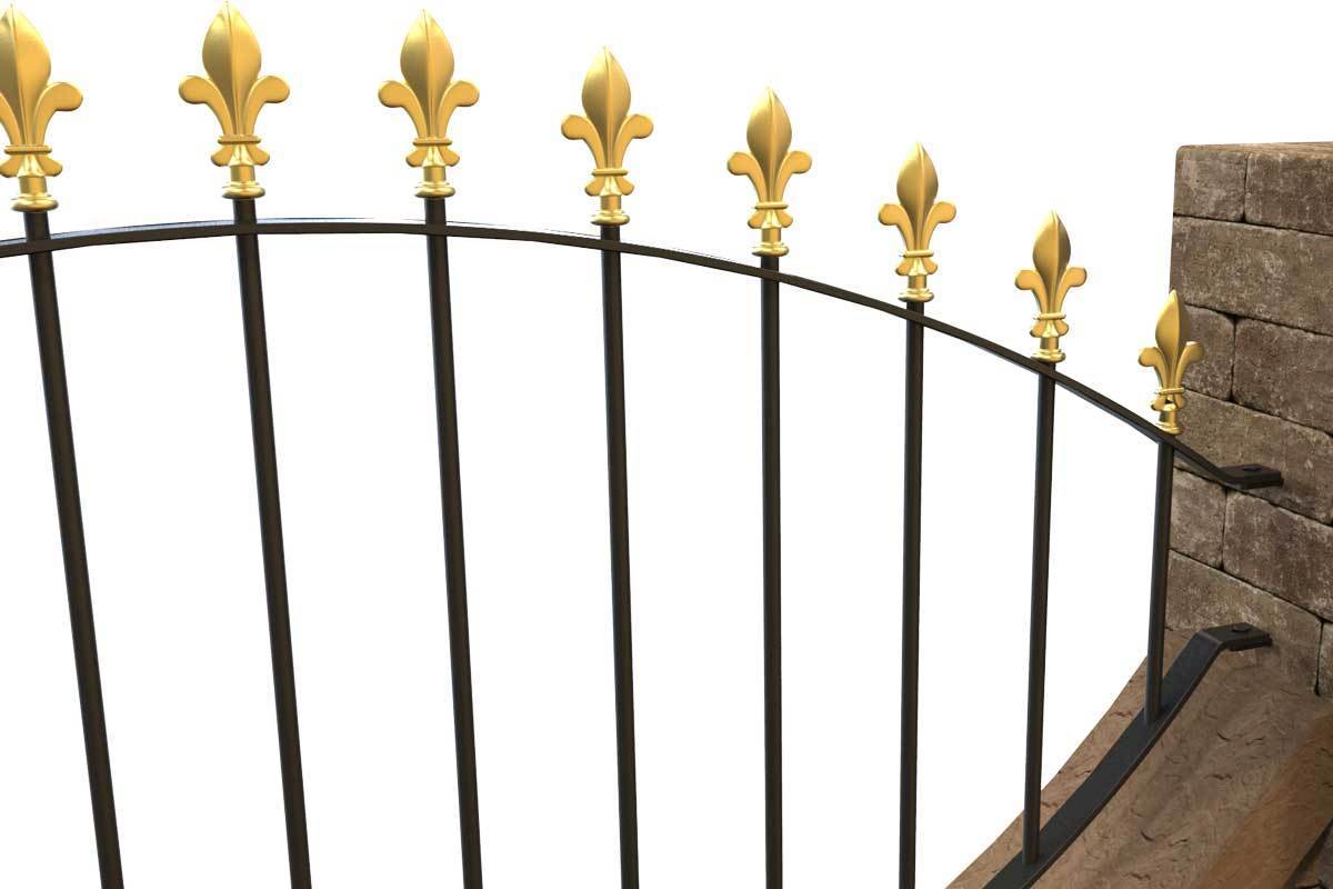 Wall Top Railings - Chichester - Style 5A -  Wall Railing -Bowed Bottom