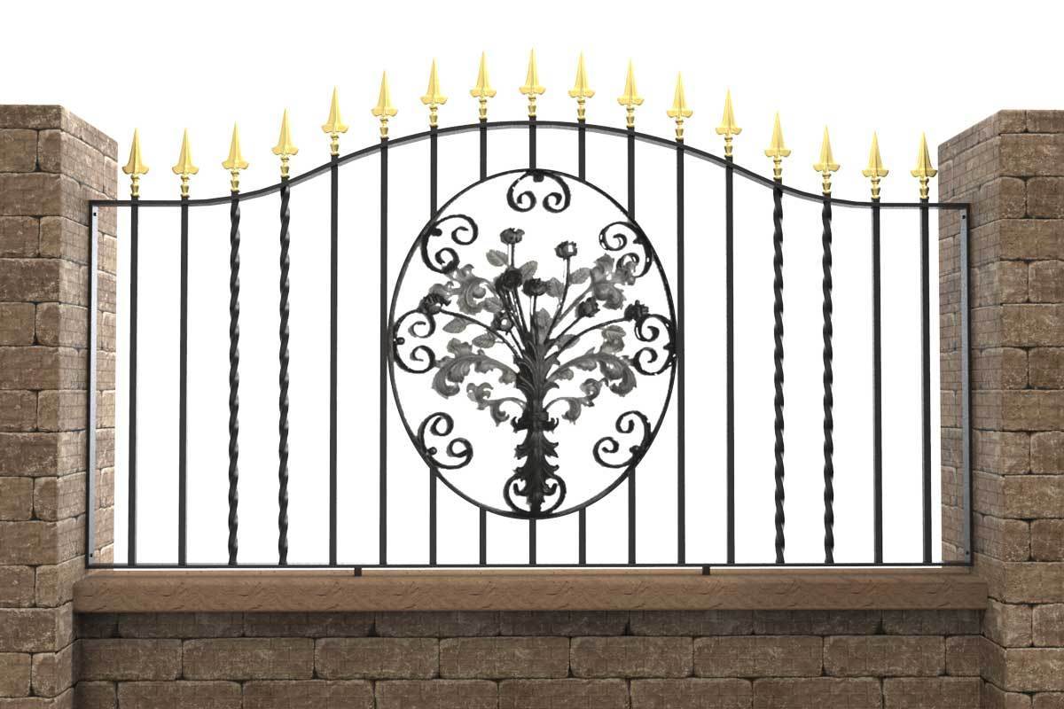 Wall Top Railings - Marlborough - Style 6B - Wall Railing - With Decorative Flower Panel