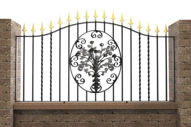 Wall Top Railings - Marlborough - Style 6B - Wall Railing - With Decorative Flower Panel