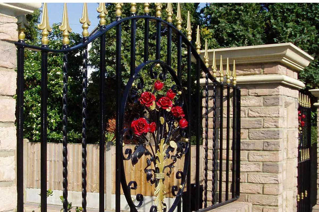 Wall Top Railings - Marlborough - Style 6B - Wall Railing - With Decorative Flower Panel
