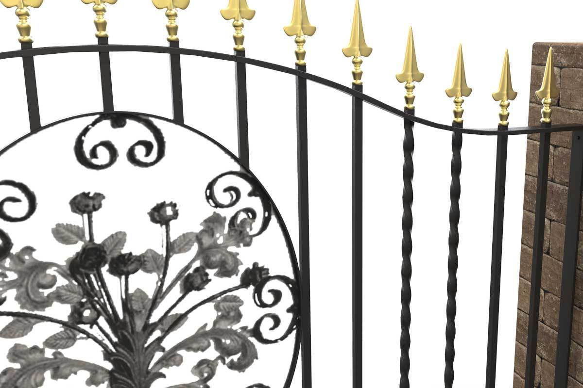 Wall Top Railings - Marlborough - Style 6B - Wall Railing - With Decorative Flower Panel