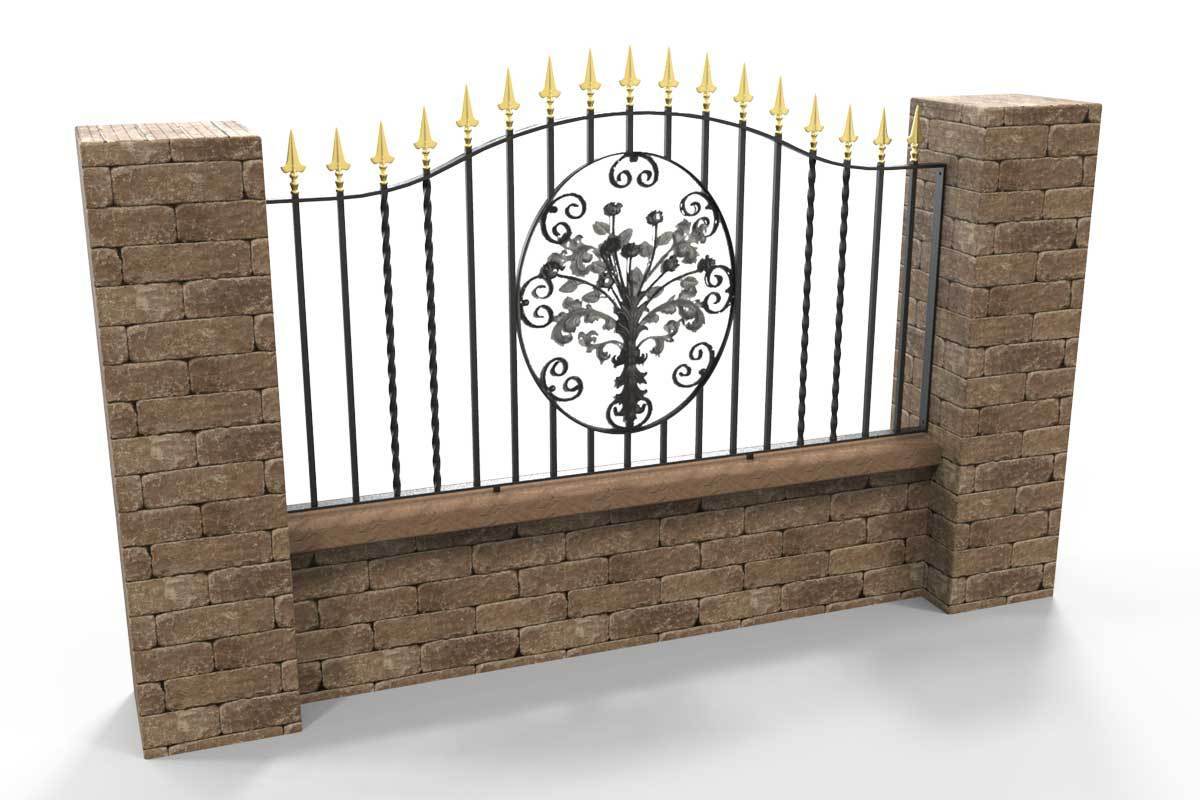 Wall Top Railings - Marlborough - Style 6B - Wall Railing - With Decorative Flower Panel