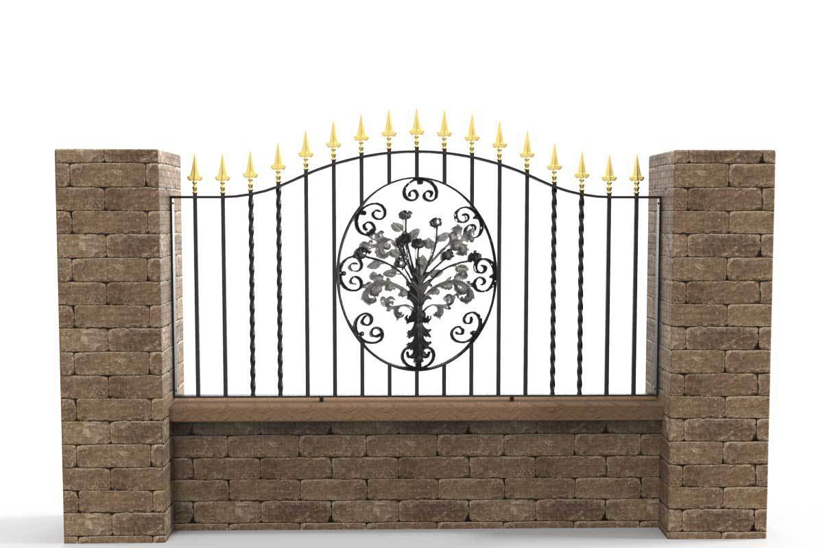 Wall Top Railings - Marlborough - Style 6B - Wall Railing - With Decorative Flower Panel
