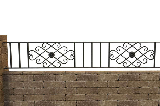 Wall Top Railings - Pevmere - Style 20A - Wall Railing - With Wrought Iron Pomeroy Decorative Panels